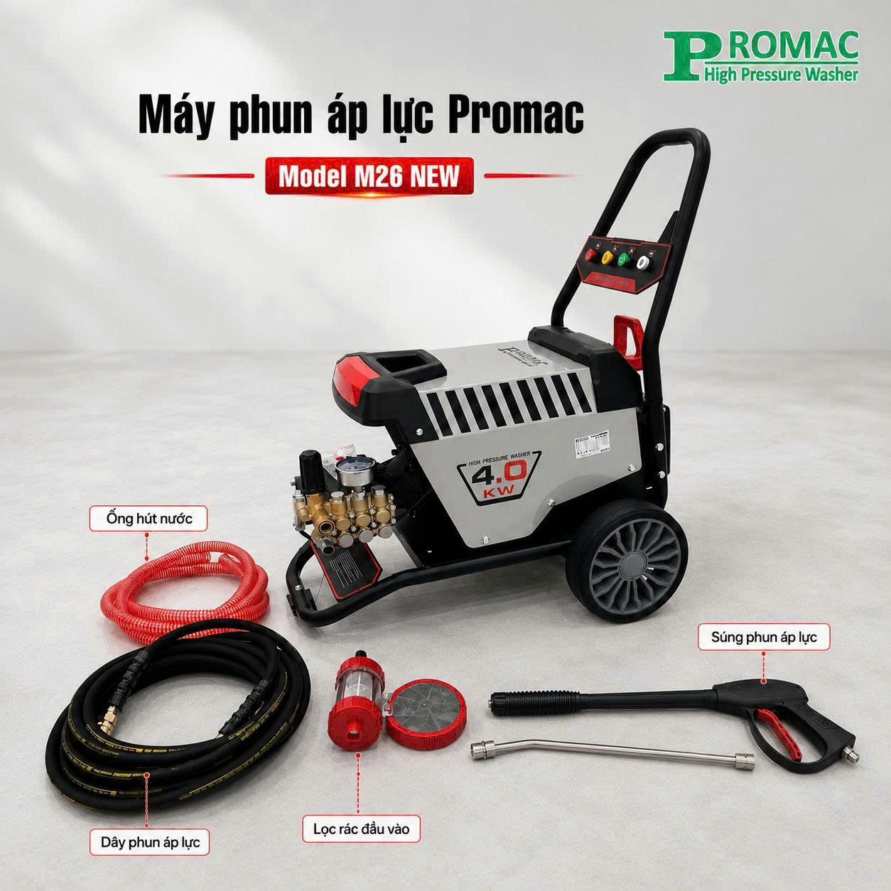 Máy phun áp lực Promac M26 NEW 4.0kW 16l
